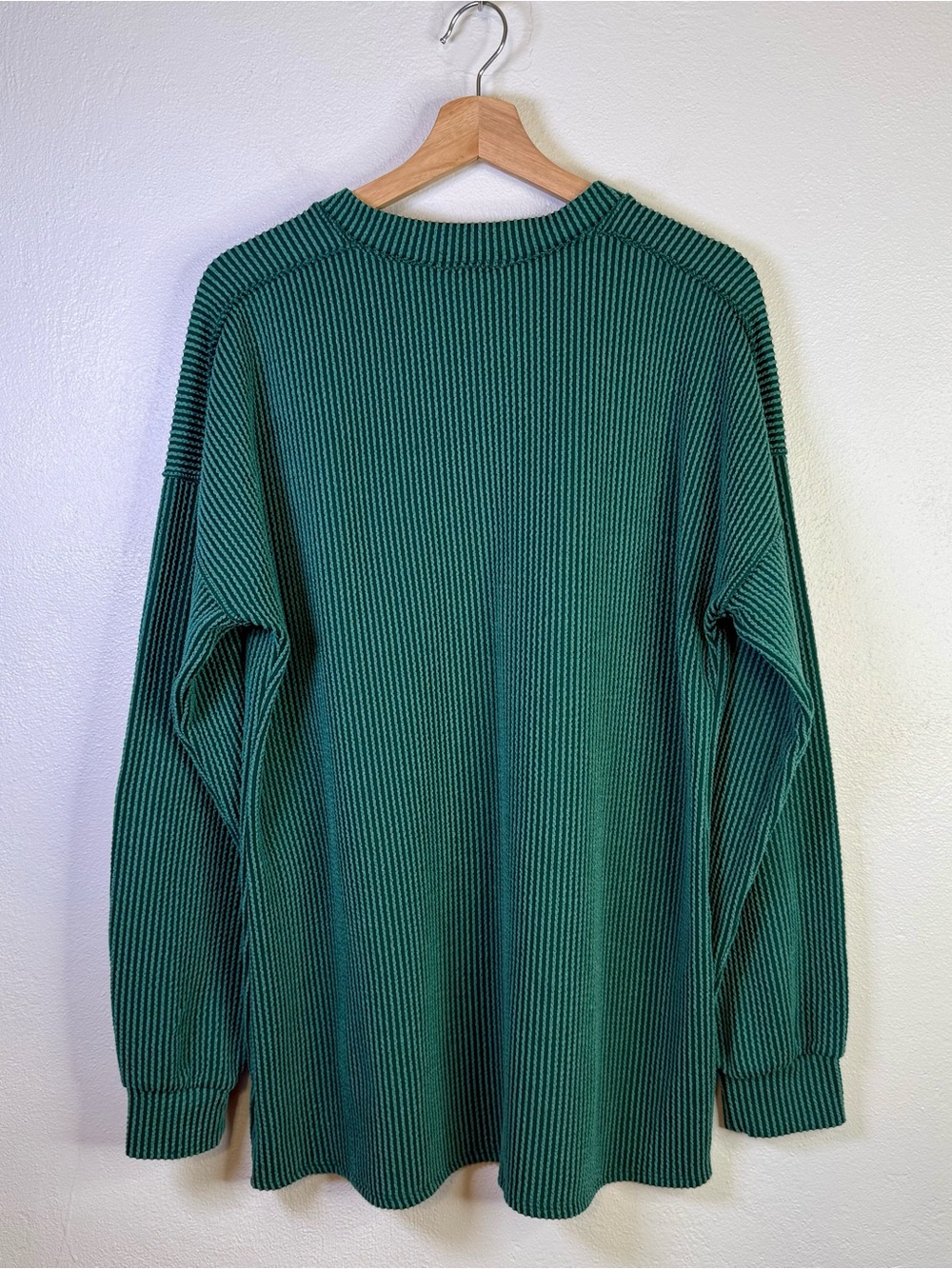 Heimish USA Emerald Green V-Neck Ribbed Slouchy Oversized Sweater Size Large - Picture 11 of 16